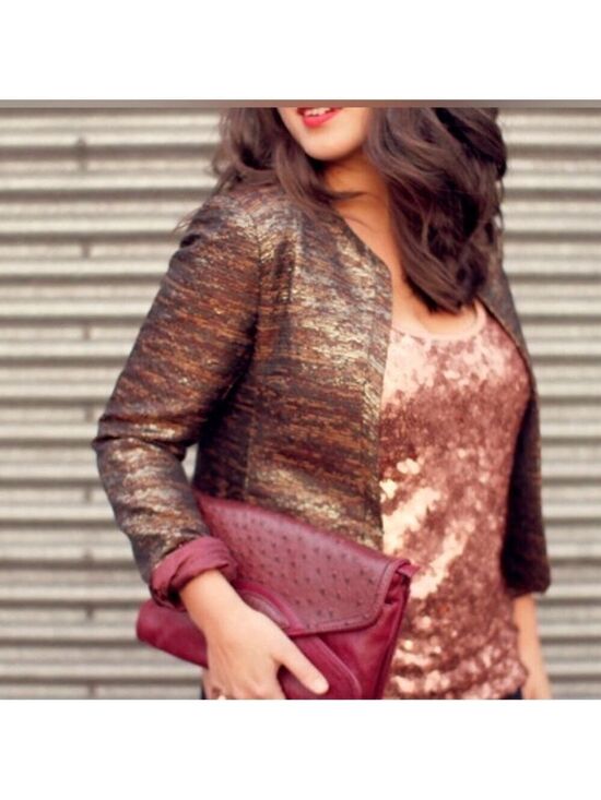 Wilfred Jackets & Blazers - WILFRED Pirouette Blazer Acrylic Blend Metallic Bronze Open Front Jacket Size 4